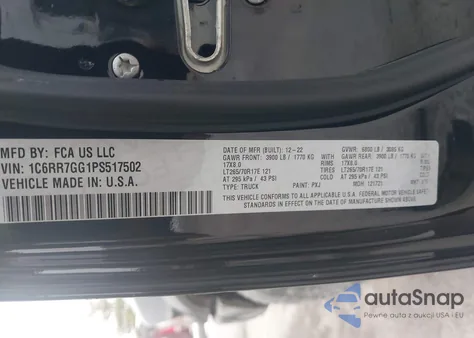 2023 Ram 1500 Classic Warlock 4X4 6'4 Box from USA, damaged, VIN 1C6RR7GG1PS517502
